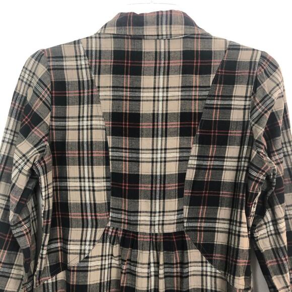 The Hanger Button Down Plaid Shirt Size Small High Low Hem - Picture 7 of 10